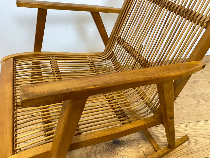 Formschöner und gut erhaltener 60er Jahre Designer Schaukelstuhl von Selman Selmanagic für VEB Hellerau I Stuhl Sessel Lesesessel Rocking Chair Mid-Century DDR Vintage I