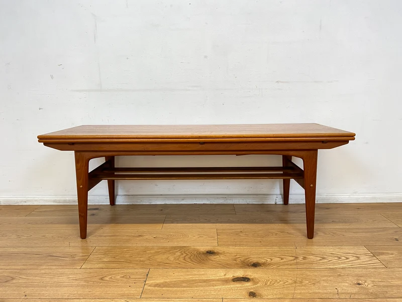 Stilvoller skandinavischer Designer Salontisch Trioh von Kai Kristiansen I auszieh- und höhenverstellbar I Teakholz I Wohnzimmertisch Couchtisch Esstisch Tisch Danish Design Mid-Century Vintage I