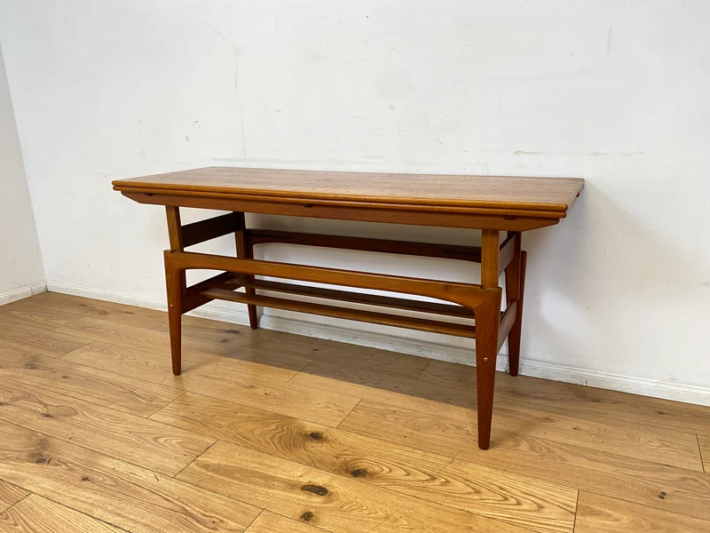 Stilvoller skandinavischer Designer Salontisch Trioh von Kai Kristiansen I auszieh- und höhenverstellbar I Teakholz I Wohnzimmertisch Couchtisch Esstisch Tisch Danish Design Mid-Century Vintage I