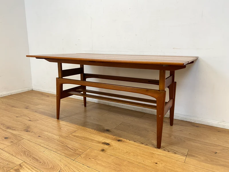 Stilvoller skandinavischer Designer Salontisch Trioh von Kai Kristiansen I auszieh- und höhenverstellbar I Teakholz I Wohnzimmertisch Couchtisch Esstisch Tisch Danish Design Mid-Century Vintage I