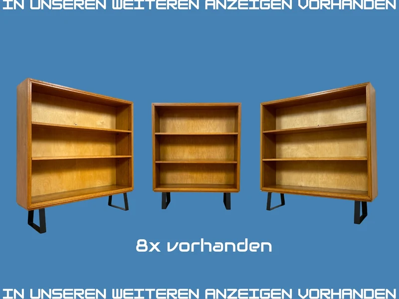Gut erhaltenes Mid-Century Regal , Vollholz, mit verstellb. Regalböden & neuen Metallfüßen I Holzregal Bücherregal Bücherschrank Küchenregal Regalwand Vintage Retro 60er I