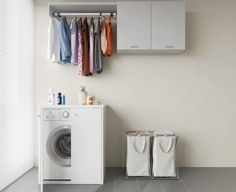 Mobile copri lavatrice in pvc in kit completo 70x60 cm modello Onda, resistente all’acqua