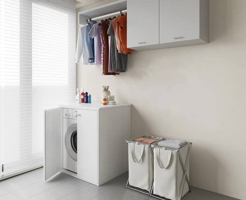 Mobile copri lavatrice in pvc in kit completo 70x60 cm modello Onda, resistente all’acqua