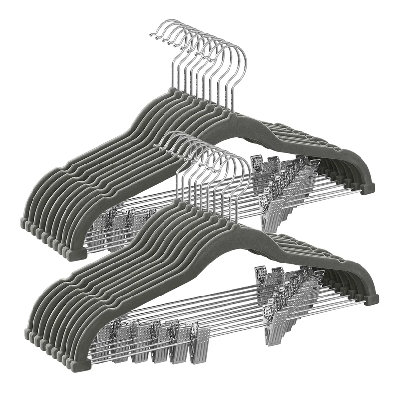 Kleiderbügel aus Samt mit verstellbaren Clips
