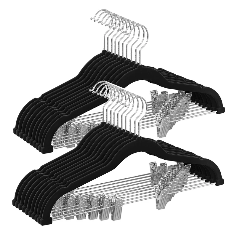 Kleiderbügel aus Samt mit verstellbaren Clips