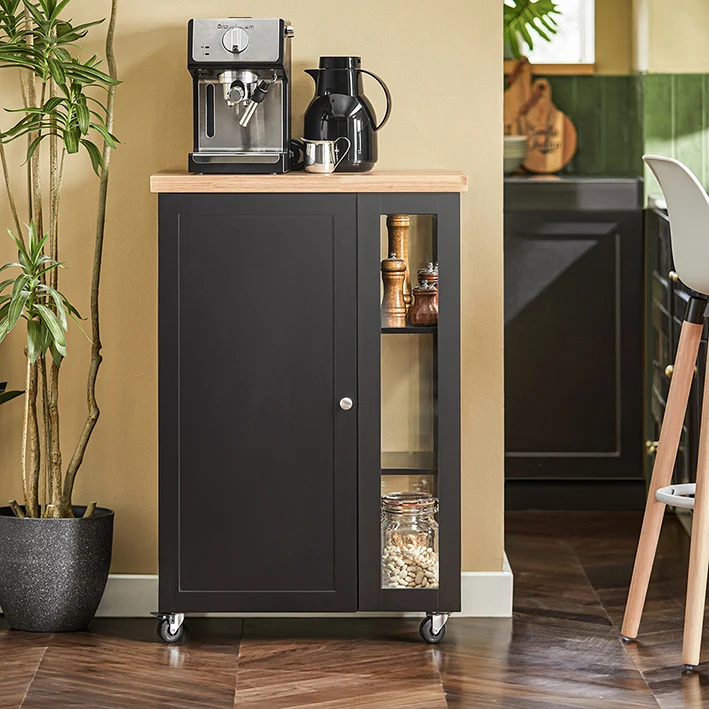 SoBuy | Küchenwagen | Servierwagen | mit 3 Ablagefächern | Schwarz | 60x90x40cm | FKW75-SCH