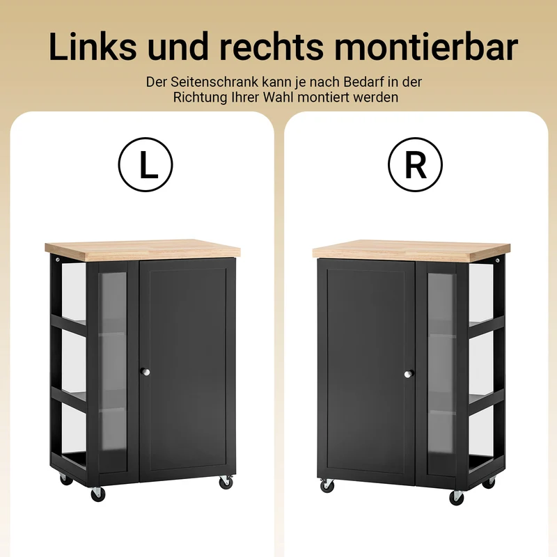 SoBuy | Küchenwagen | Servierwagen | mit 3 Ablagefächern | Schwarz | 60x90x40cm | FKW75-SCH