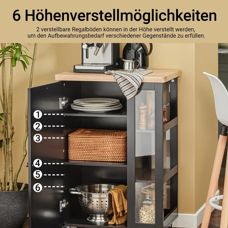 SoBuy | Küchenwagen | Servierwagen | mit 3 Ablagefächern | Schwarz | 60x90x40cm | FKW75-SCH