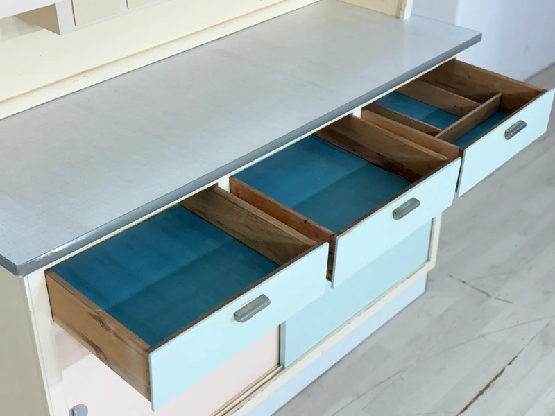Vintage Küchenbuffet 50er/60er Jahre | Pastell-Design Küchenschrank| 2-teilig