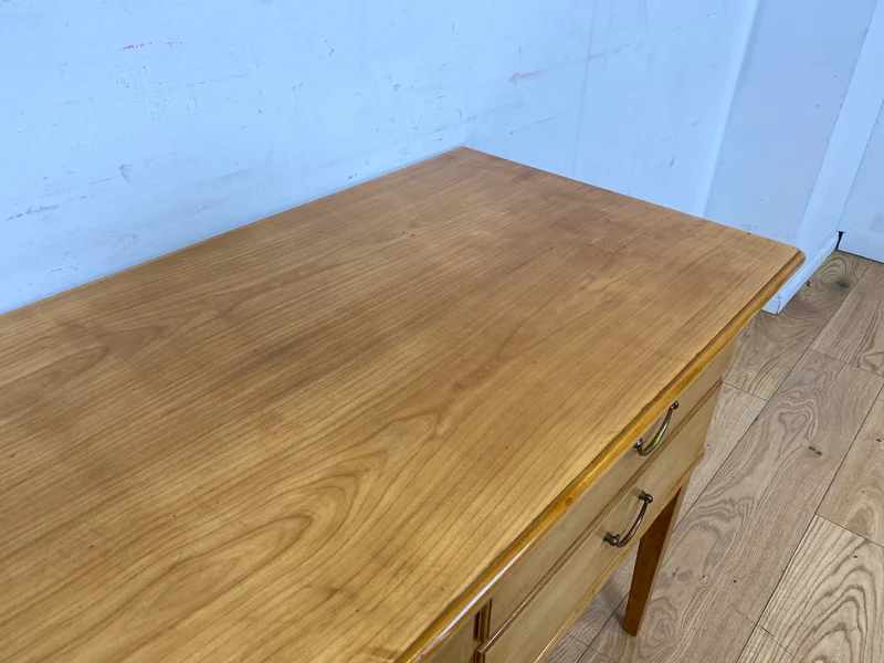 Hochwertige helle Mid-Century Kommode aus vollem Holz mit Schubladen & Messinggriffen I Sideboard Anrichte Schubladenkommode Schrank Wäschekommode Flurkommode Vintage 50er 60er