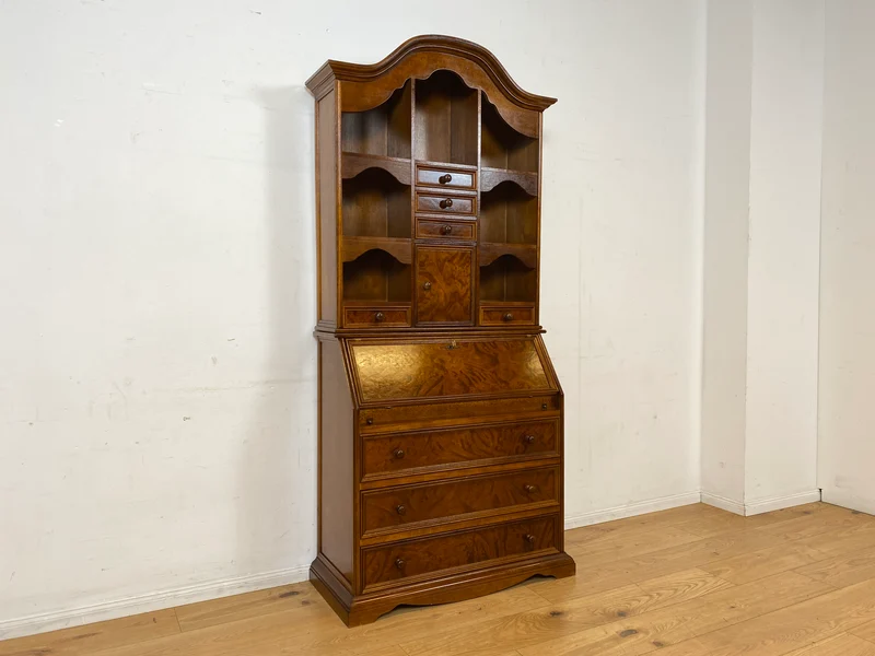 Formschöner und gut erhaltener Vintage Schreibschrank mit stabiler Schreibklappe und vielen Schubladen I Sekretär Schreibtisch Schreibkommode Bücherschrank Kommode Highboard I