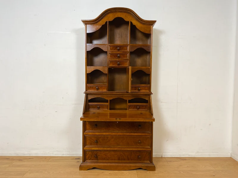 Formschöner und gut erhaltener Vintage Schreibschrank mit stabiler Schreibklappe und vielen Schubladen I Sekretär Schreibtisch Schreibkommode Bücherschrank Kommode Highboard I