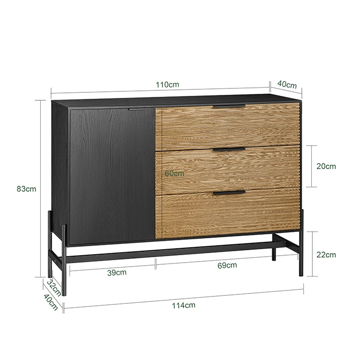 SoBuy | Sideboard | Flurschrank | Küchenschrank | Aufbewahrungsschrank | TV-Schrank | HFSB02-SCH