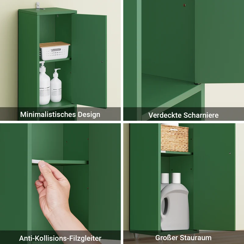 SoBuy Bad Hochschrank mit Verstellbare Ablagen schmal Grün 20x180x20cm BZR34-II-SY