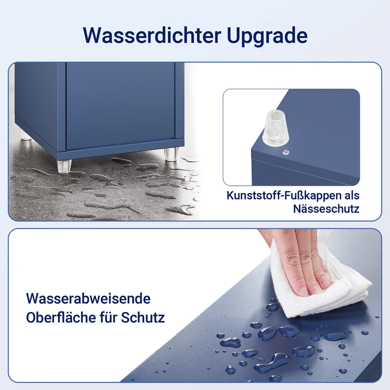 SoBuy Bad Hochschrank mit Verstellbare Ablagen schmal Blau 20x180x20cm BZR34-II-B