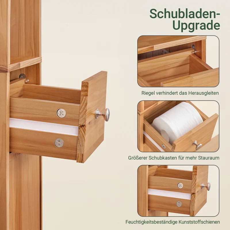SoBuy | Bad Hochschrank | mit Verstellbare Ablagen schmal Zedernholz | 20x180x20cm | BZR34-II-SH