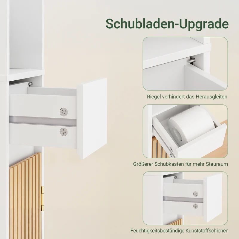 SoBuy Bad Hochschrank mit Verstellbare Ablagen | schmal Weiß 20x180x20cm BZR34-BW