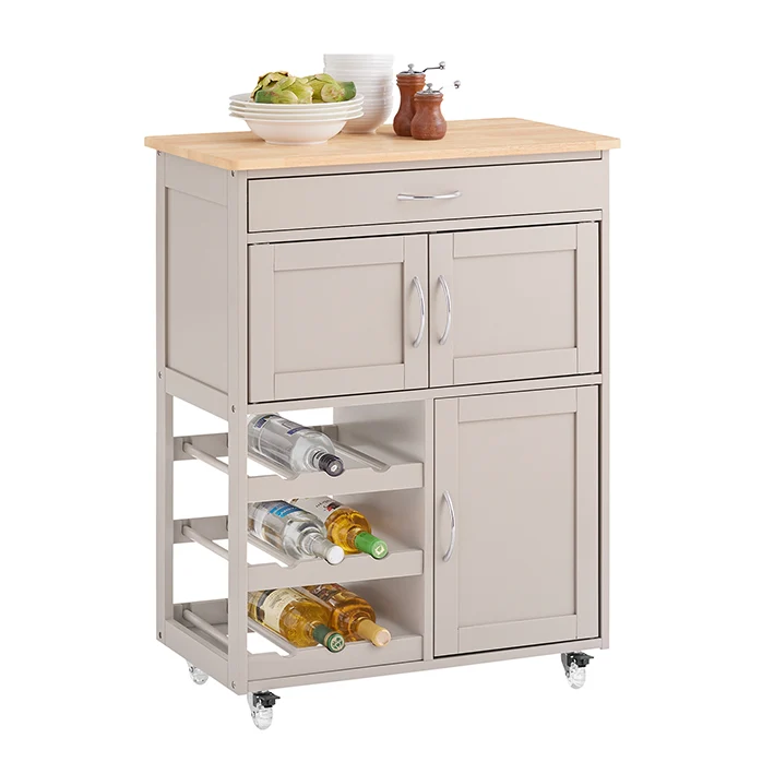 SoBuy | Küchenwagen mit Rollen | Khaki | 67x86x38cm | FKW45-KA