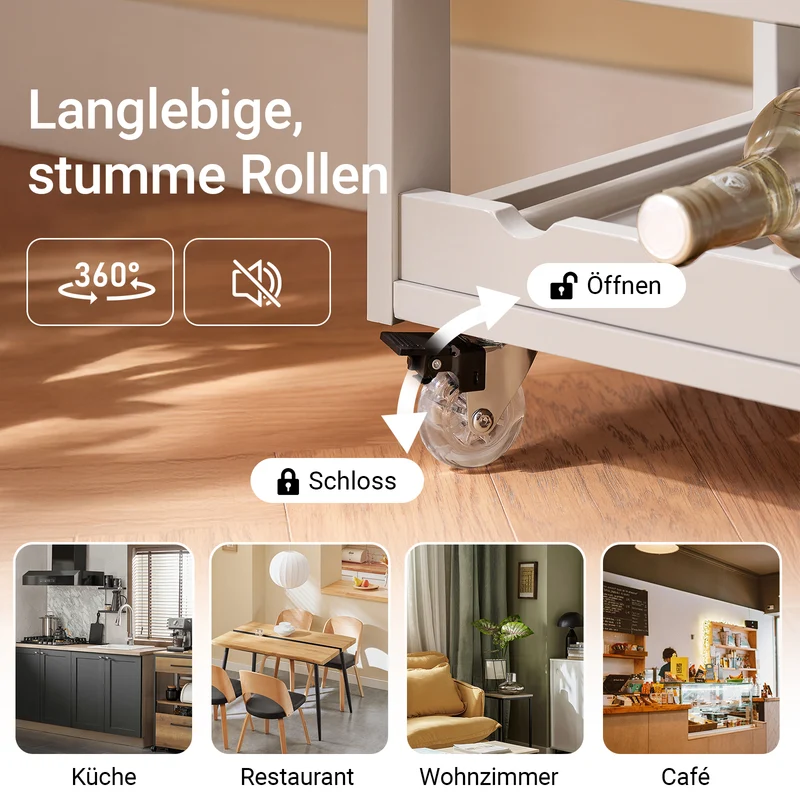 SoBuy | Küchenwagen mit Rollen | Khaki | 67x86x38cm | FKW45-KA
