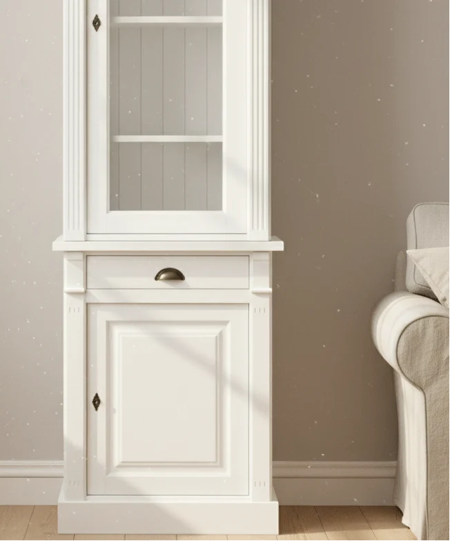 Pearl - Eleganter, weißer Hochschrank im Landhaus-Stil