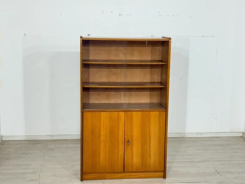 Mid-Century Vitrine / Hoher Schrank – 60er Jahre Vintage Highboard – Rüster (Ulme) Holz
