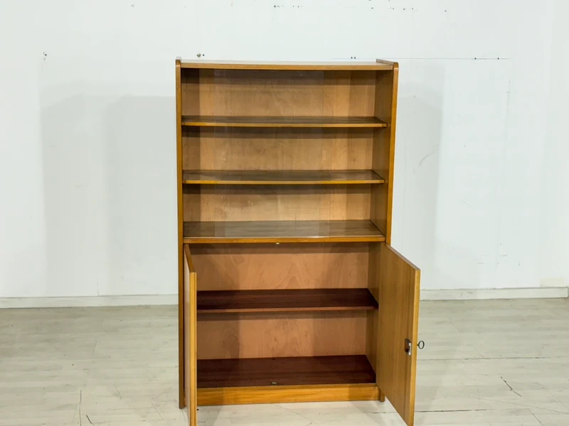 Mid-Century Vitrine / Hoher Schrank – 60er Jahre Vintage Highboard – Rüster (Ulme) Holz