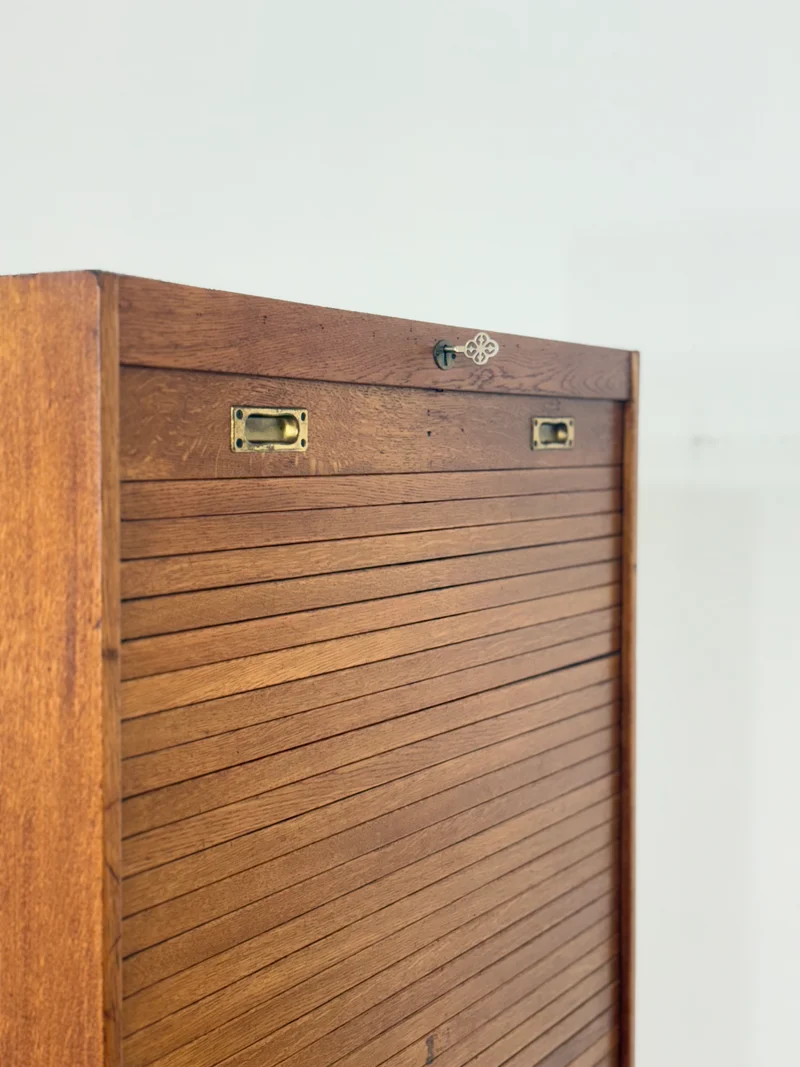Großer 60er Jahre Rolladenschrank – Eiche – Vintage Highboard / Mid-Century Schrank