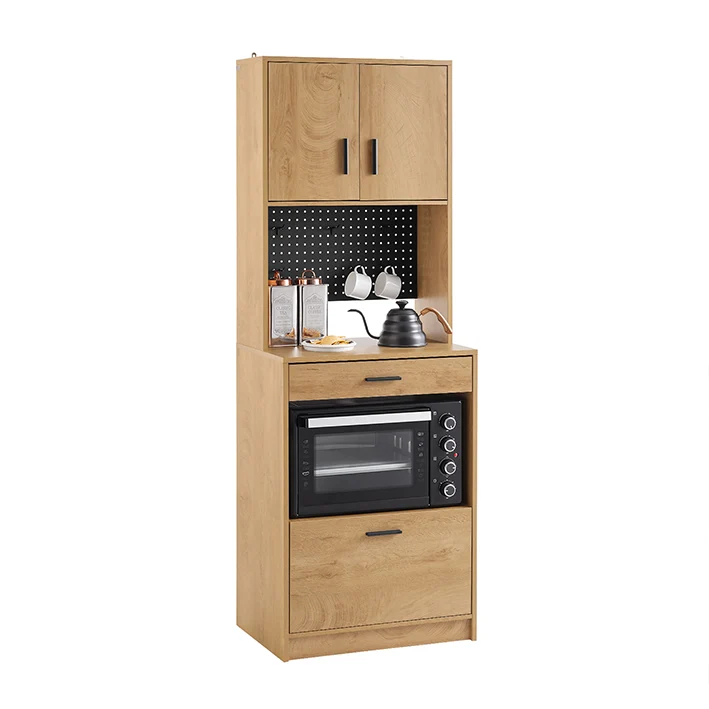 SoBuy Mikrowellenschrank 170cm mit Pegboard - Küchenschrank Vintage 60x170x40cm FSB98-N