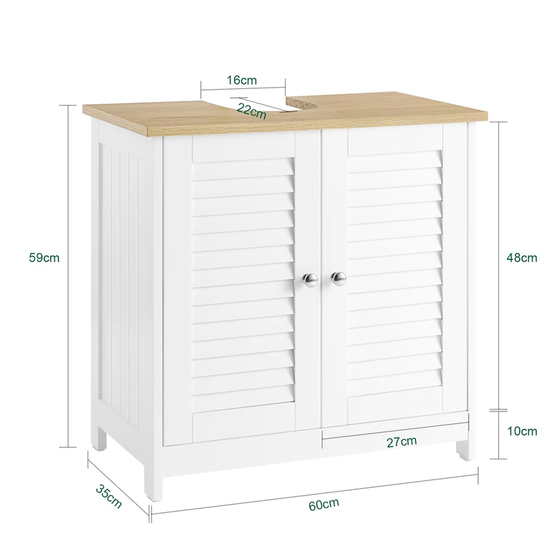 SoBuy | Waschbeckenunterschrank | Badschrank Unterschrank | Weißnatur | FRG237-WN
