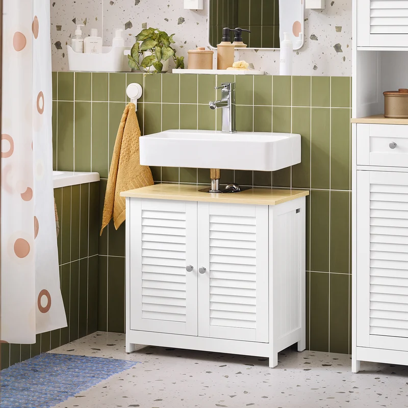 SoBuy | Waschbeckenunterschrank | Badschrank Unterschrank | Weißnatur | FRG237-WN
