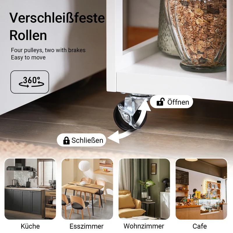 SoBuy | Küchenwagen mit 2 Schubladen | Servierwagen | Weißnatur | FKW111-WN