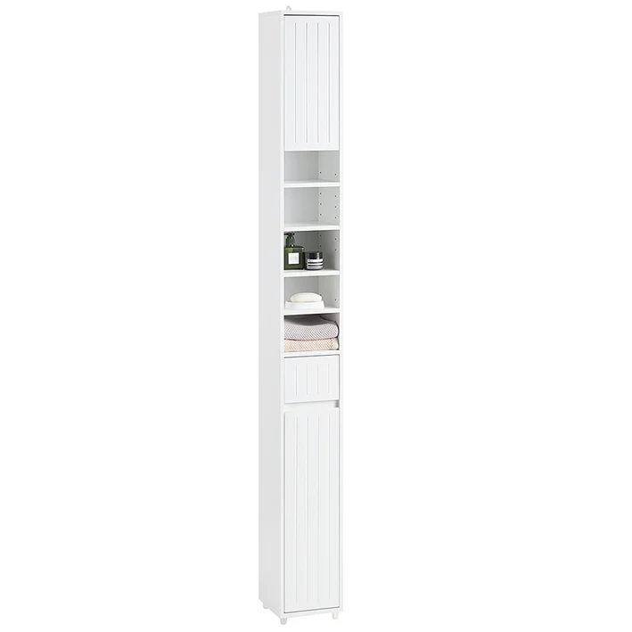 SoBuy | Hochschrank mit 5 Fächern | Badschrank | Badregal | Badmöbel Weiß | BZR160-W