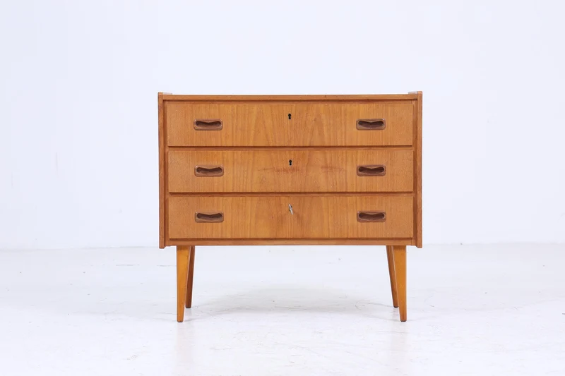 Kleine Vintage Teak Kommode | Mid Century Schubladen Schrank | Retro 60er Jahre Aufbewahrung