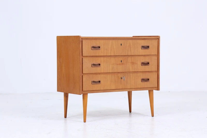 Kleine Vintage Teak Kommode | Mid Century Schubladen Schrank | Retro 60er Jahre Aufbewahrung