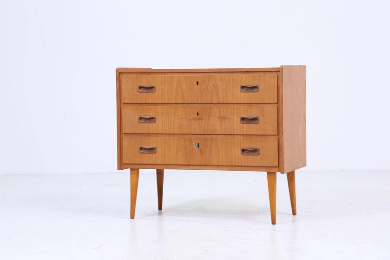Kleine Vintage Teak Kommode | Mid Century Schubladen Schrank | Retro 60er Jahre Aufbewahrung