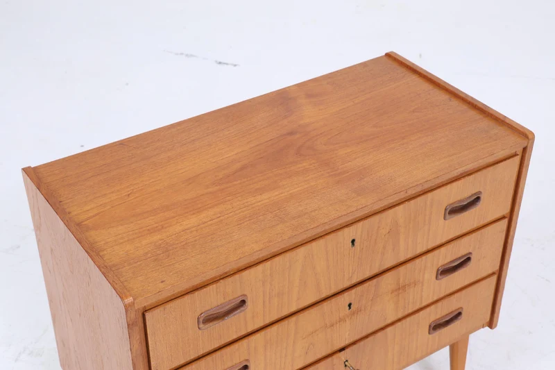 Kleine Vintage Teak Kommode | Mid Century Schubladen Schrank | Retro 60er Jahre Aufbewahrung