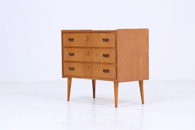 Kleine Vintage Teak Kommode | Mid Century Schubladen Schrank | Retro 60er Jahre Aufbewahrung