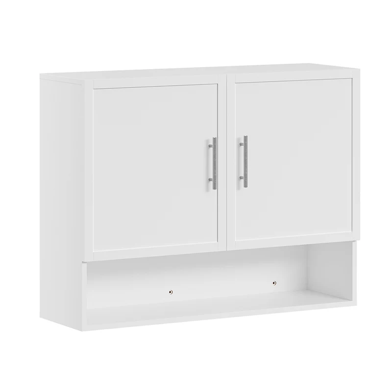 SoBuy | Hangeschrank | Wandschrank hängend mit 2 Türen | White | 90×70×28.5 cm | BZR233-W