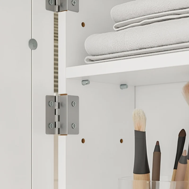 SoBuy | Hangeschrank | Spiegelschrank Bad mit LED-Beleuchtung und Steckdose | White | BZR239-E-W