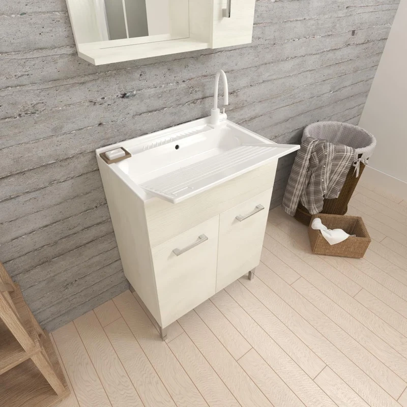 Lavatoio 2 ante da cm 60x50 colore rovere bianco
