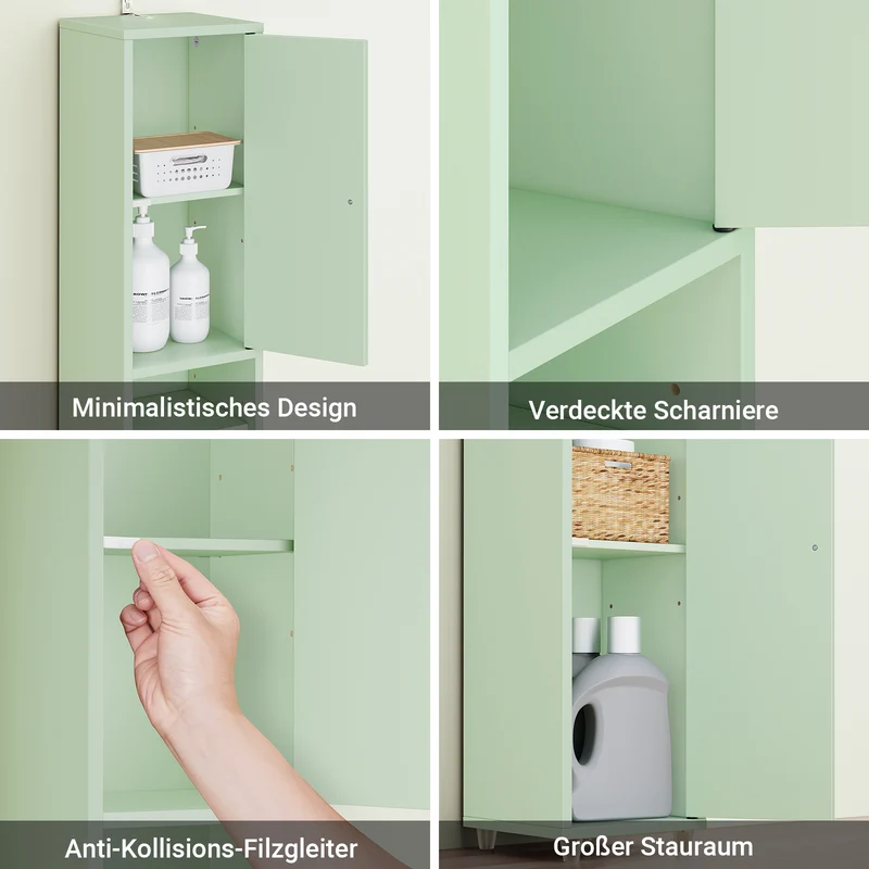 SoBuy | Badezimmer Hochschrank Schmal | mit Verstellbare Ablagen | Hellgrün | 20x180x20cm BZR34-II-GR