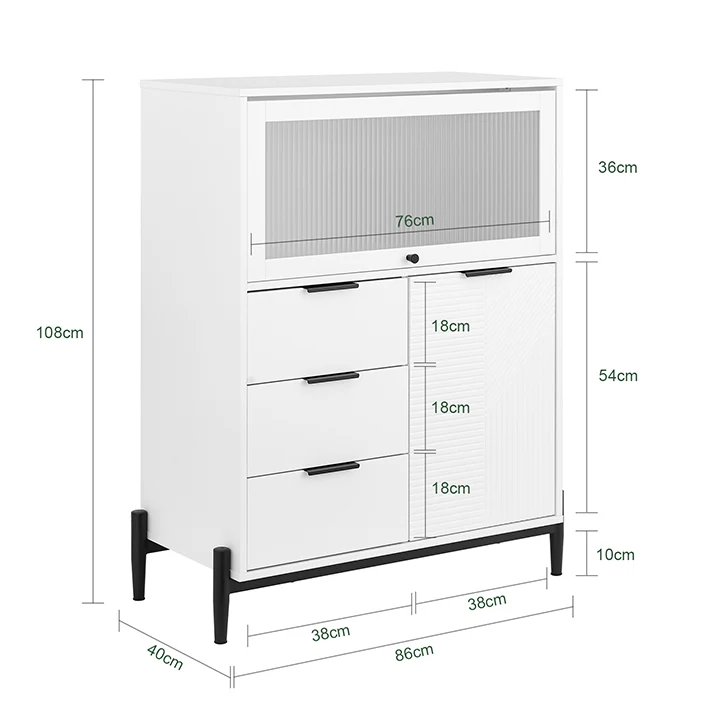 SoBuy Sideboard Aufbewahrungsschrank Flurschrank Weiß-Schwarz 92x119x40cm FSB94-W