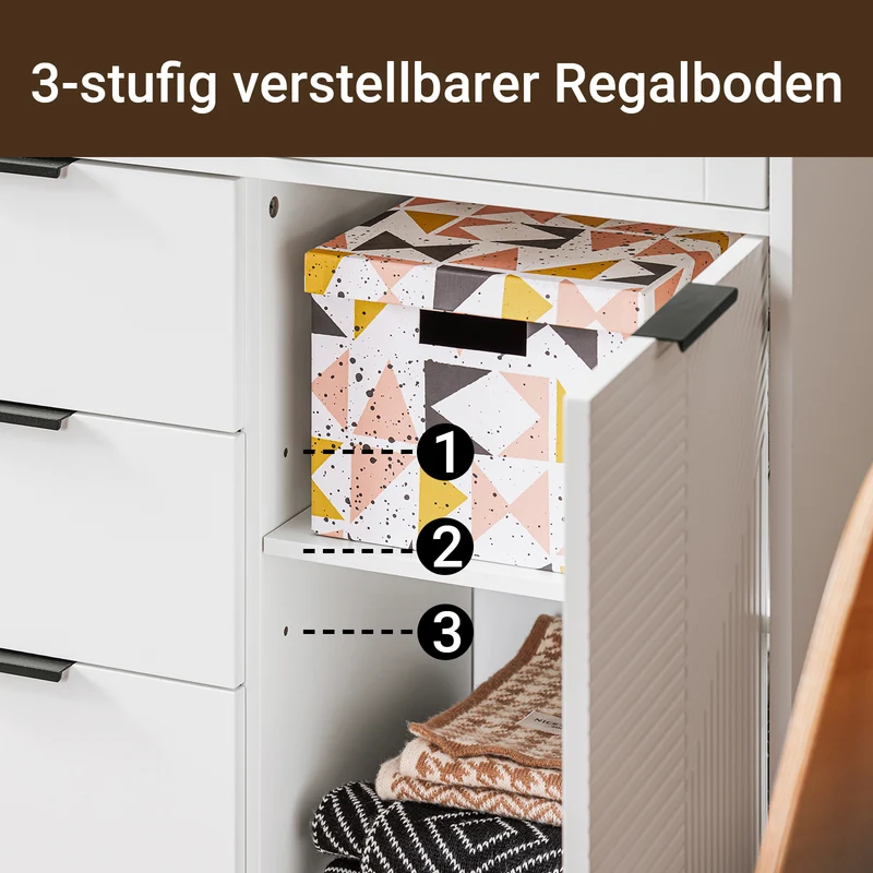 SoBuy Sideboard Aufbewahrungsschrank Flurschrank Weiß-Schwarz 92x119x40cm FSB94-W
