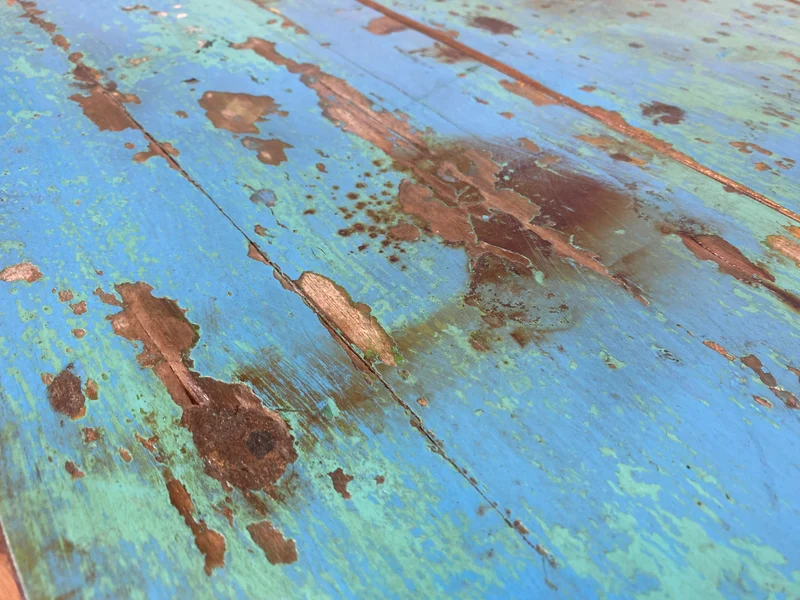Einzigartiger 200x90cm großer meeresblauer Esstisch handgefertigt aus altem Bootsholz I Teakholz massiv I Tisch Küchentisch Gartentisch Holztisch Dining Table I