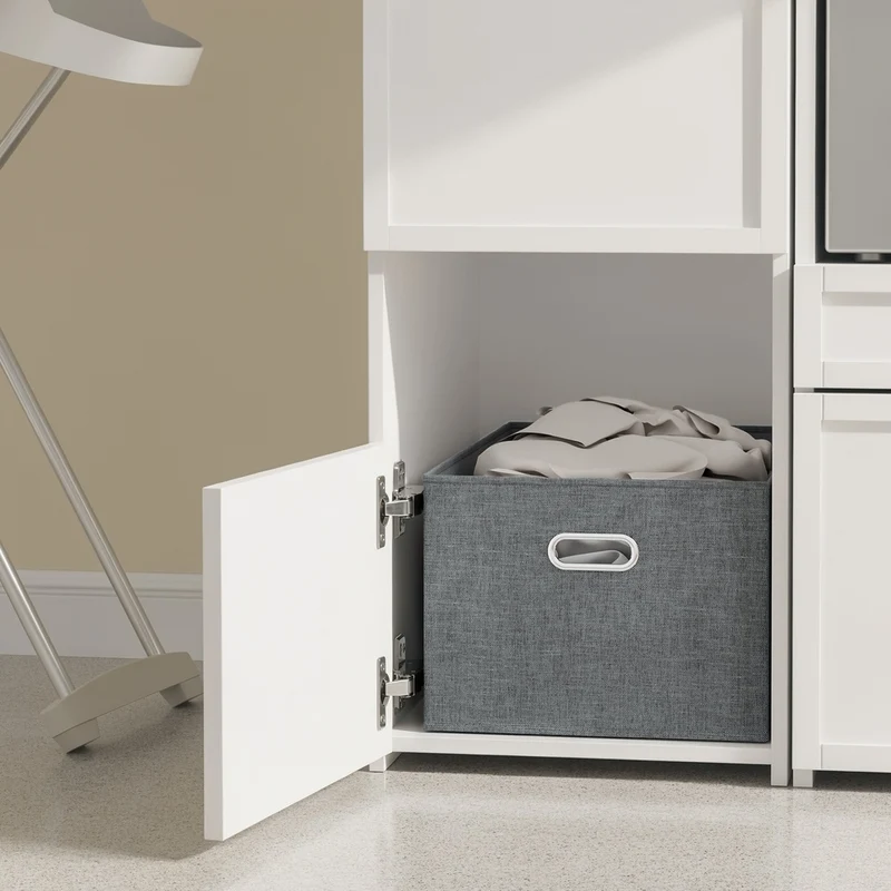 SoBuy | Wäschesammler | Mehrzweckschrank Weiß mit 4 Türen und Wäschesammler | White | BZR232-W
