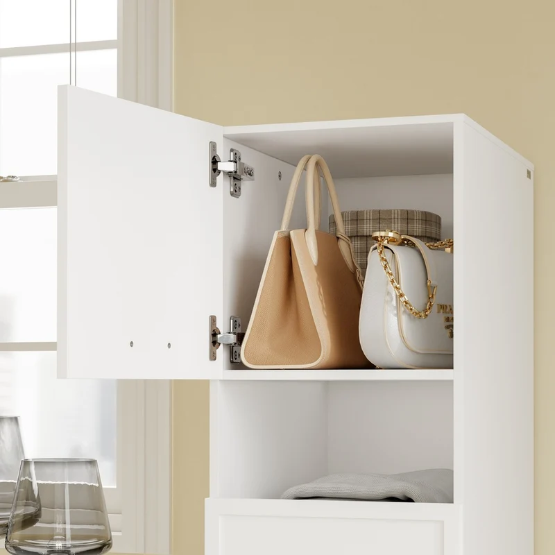 SoBuy | Wäschesammler | Mehrzweckschrank Weiß mit 4 Türen und Wäschesammler | White | BZR232-W