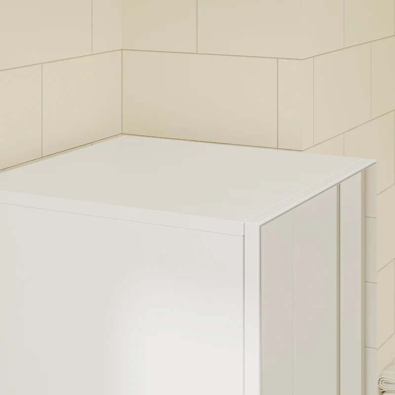 SoBuy | Badezimmer Hochschrank | Badezimmerschrank schmal mit Spiegeltür und | White | BZR240-E-W