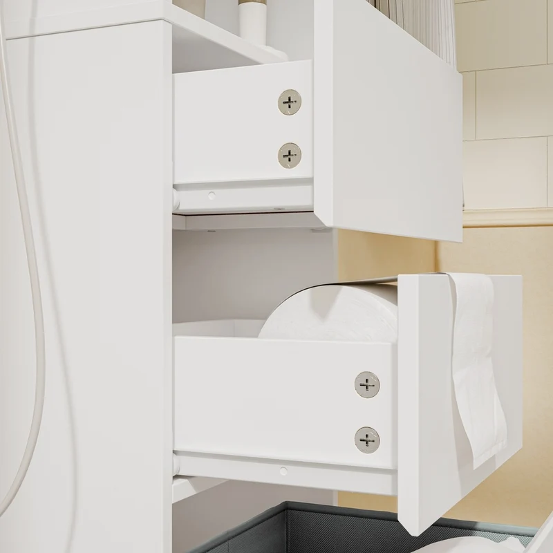 SoBuy | Badezimmer Hochschrank | Badezimmerschrank schmal mit Spiegeltür und | White | BZR240-E-W
