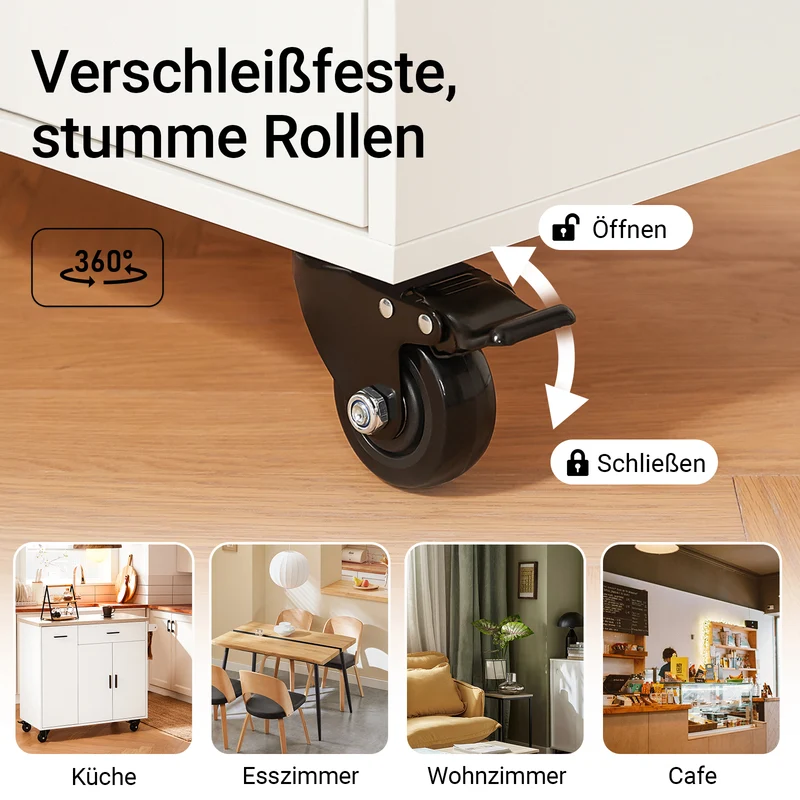 SoBuy | Kücheninsel | mit Gewürzregal | Sideboard | Weiß | 105x92x46cm | FKW126-WN
