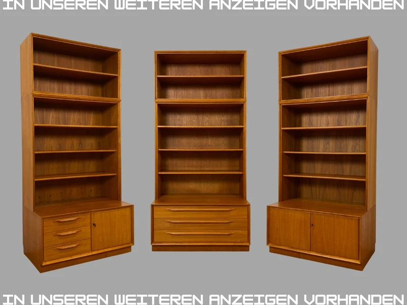 Schöner hoher modularer Vintage Bücherschrank von Strobeck in skandinavischem Stil I Teakholz I Regal Bücherregal Holzregal Kommode Danish Design Mid-Century Vintage Teak 70er I